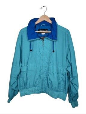 Vintage 90s Pacific Trail Teal Blue Hooded Windbreaker Men’s XL